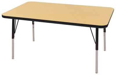 ECR4®Kids 36 x 72 Rectangular Activity Table With Toddler Legs & Swivel Glide, Maple/Black/Black