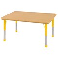 ECR4®Kids 24 x 36 Rectangular Activity Table With Chunky legs & Standard Glide; Maple/Maple/Yellow