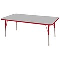 ECR4®Kids 30 x 60 Rectangular Activity Table With Standard Legs & Swivel Glide, Gray/Red/Red