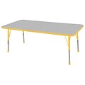 ECR4®Kids 36 x 72 Rectangular Activity Table With Toddler Legs & Ball Glide, Gray/Yellow/Yellow