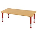 ECR4®Kids 30 x 60 Rectangular Activity Table With Chunky legs & Standard Glide, Maple/Maple/Red