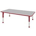 ECR4®Kids 24 x 60 Rectangular Activity Table With Chunky legs & Standard Glide; Gray/Red/Red