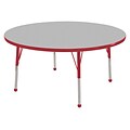 ECR4®Kids 48 Round Activity Table With Standard Legs & Ball Glide, Gray/Red/Red