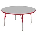 30” Round T-Mold Activity Table, Grey/Red/Standard Swivel