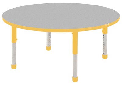 ECR4®Kids 48 Round Activity Table With Chunky legs & Standard Glide, Gray/Yellow/Yellow