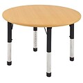 36” Round T-Mold Activity Table, Maple/Maple/Black/Chunky