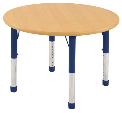 30” Round T-Mold Activity Table, Maple/Maple/Blue/Chunky