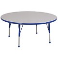 ECR4®Kids 48 Round Activity Table With Standard Legs & Ball Glide, Gray/Blue/Blue