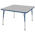 ECR4®Kids 48 x 48 Square Activity Table With Standard Legs & Ball Glide, Gray/Blue/Blue