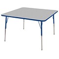 ECR4®Kids 48 x 48 Square Activity Table With Standard Legs & Swivel Glide, Gray/Blue/Blue