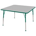 ECR4®Kids 48 x 48 Square Activity Table With Standard Legs & Ball Glide, Gray/Green/Green