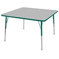 ECR4®Kids 48 x 48 Square Activity Table With Standard Legs & Swivel Glide, Gray/Green/Green
