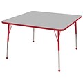ECR4®Kids 30 x 30 Square Activity Table With Standard Legs & Ball Glide, Gray/Red/Red