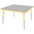 ECR4®Kids 30 x 30 Square Activity Table With Toddler Legs & Ball Glide, Gray/Yellow/Yellow