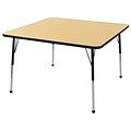 ECR4®Kids 48 x 48 Square Activity Table With Standard Legs & Ball Glide, Maple/Black/Black
