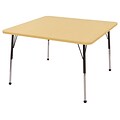 ECR4®Kids 48 x 48 Square Activity Table With Standard Legs & Ball Glide, Maple/Maple/Black