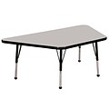 ECR4®Kids 30 x 60 Trapezoid Activity Table With Standard Legs & Ball Glide, Gray/Black/Black