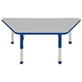 ECR4®Kids 30 x 60 Trapezoid Activity Table With Chunky legs & Standard Glide, Gray/Blue/Blue