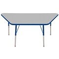 ECR4®Kids 30 x 60 Trapezoid Activity Table With Toddler Legs & Swivel Glide, Gray/Blue/Blue
