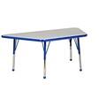 ECR4®Kids 30 x 60 Trapezoid Activity Table With Standard Legs & Ball Glide, Gray/Blue/Blue
