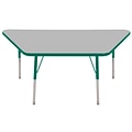 ECR4®Kids 30 x 60 Trapezoid Activity Table With Standard Legs & Swivel Glide, Gray/Green/Green