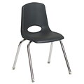 ECR4®Kids 18(H) Plastic Stack Chair With Chrome Legs & Nylon Swivel Glides, Black, 5/Pack