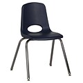 ECR4®Kids 18(H) Plastic Stack Chair With Chrome Legs & Nylon Swivel Glides, Navy, 5/Pack