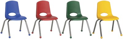 ECR4®Kids 10(H) Plastic Stack Chair With Chrome Legs & Ball Glides, Assorted