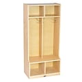 ECR4®Kids 2 Section Birch Coat Locker With Bench, Natural