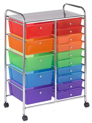 ECR4®Kids 15 Drawer Plastic Mobile Organizer, Assorted