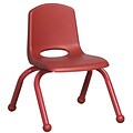 ECR4®Kids 10(H) Matching Legs Plastic Stack Chair With Ball Glides, Red, 6/Pack