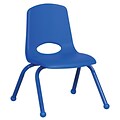 ECR4®Kids 14(H) Matching Legs Plastic Stack Chair w/ Ball Glides, Blue, 6/Pack