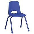 ECR4®Kids 16(H) Matching Legs Plastic Stack Chair With Ball Glides, Blue, 6/Pack