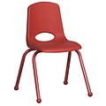ECR4®Kids 16(H) Matching Legs Plastic Stack Chair w/ Ball Glides, Red, 6/Pack