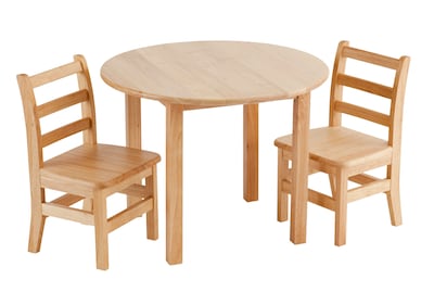 ECR4Kids 30in Round Hardwood Table and 2-3 Rung Chairs
