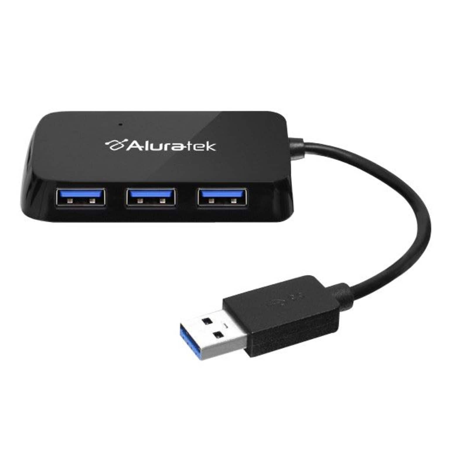 Aluratek 4 Port USB 3.0 SuperSpeed Hub With Attached Cable