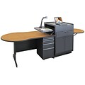 Marvel® Vizion® Dark Neutral 72 x 30 Laminate Instructors Desk W/Media Center/Steel Door, Oak