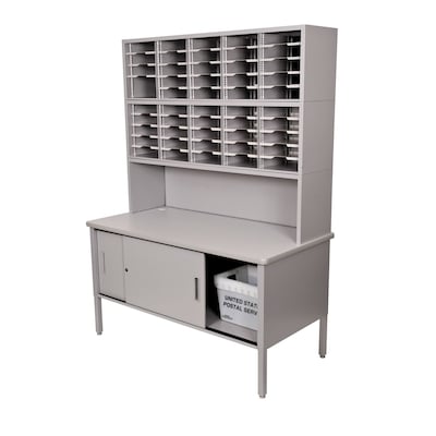 Marvel® Mailroom 76 -  84 x 60 x 30 50 Slot Literature Organizer W/Riser & Cabinet; Gray