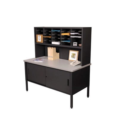 Marvel® Mailroom 60 -  68 x 60 x 30 25 Slot Literature Organizer W/Riser & Cabinet; Black