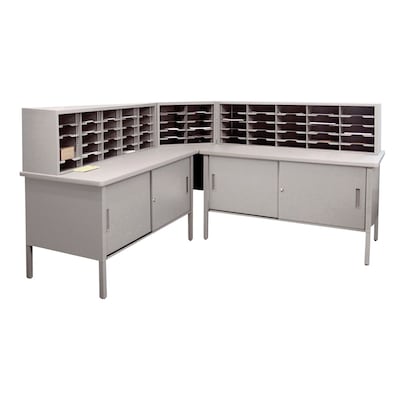 Marvel® Mailroom 44 -  60 x 90 x 30 60 Slot Literature Organizer With Cabinet; Gray