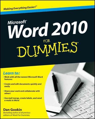 Word 2010 For Dummies Dan Gookin Paperback