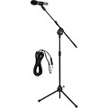 Pyle® PMKSM20 Microphone and Tripod Stand With Extending Boom & Mic Cable Package; Glossy Black