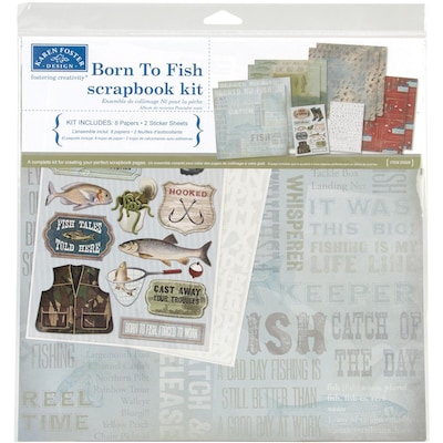 Karen Foster Born to Fish Scrapbook Page Kit, 12 x 12