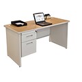 Marvel® Pronto® Pumice 60 x 24 Laminate Single Pedestal Credenza Desk, Oak