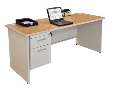Marvel® Pronto®l 72 x 24 Single Pedestal Desk, Oak/Pumice