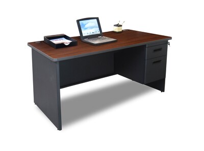 Marvel® Pronto® 60 x 30 Single Pedestal Desk, Mahogany/Dark Neutral