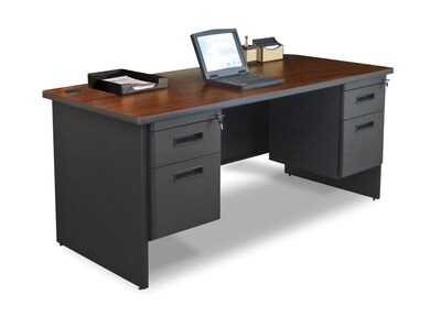Marvel® Pronto® 66 x 30 Double Pedestal Desk, Mahogany/Dark Neutral