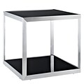 Modway 21 1/2 x 23 1/2x 23 1/2 Tempered Glass Open Box Side Table, Black