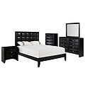Modway Lola 104 Foam Padded Faux Leather 5 Piece Queen Bedroom Set With Chest, Black