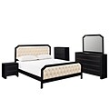 Modway Tommy 95 1/2 Foam Padded Faux Leather 5 Piece King Bedroom Set With Chest, Black